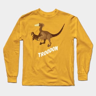 Fun Troodon Dinosaur Design Long Sleeve T-Shirt